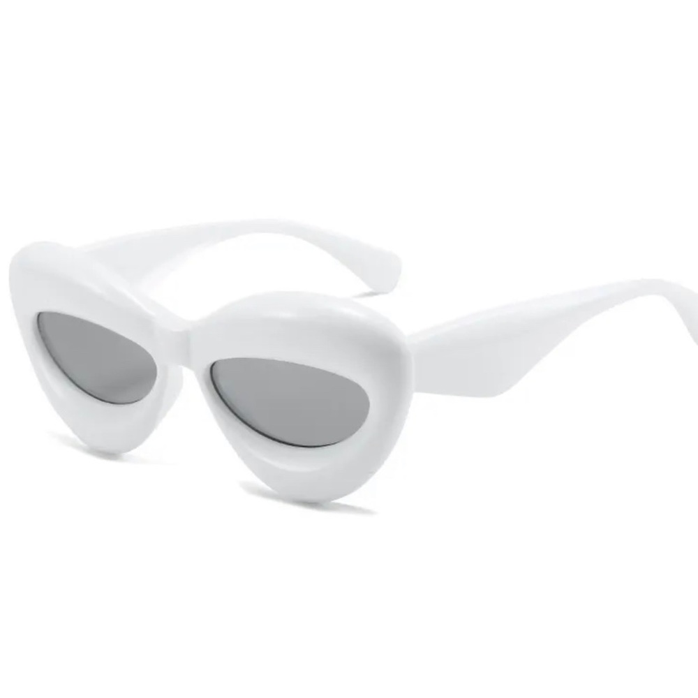 White inflated cat eye sunglasses